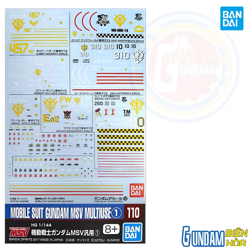 Phụ kiện mô hình GUNDAM DECAL110 MOBILE SUIT GUNDAM MSV MULTIUSE ①