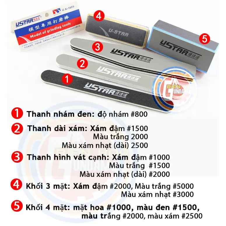 Bộ chà nhám 5 món Ustar
