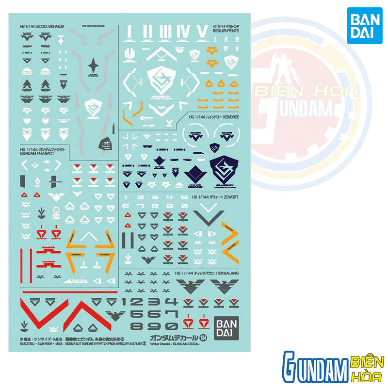 Phụ kiện mô hình GUNDAM DECAL 134 MOBILE SUIT GUNDAM THE WITCH FROM MERCURY MULTIUSE 2