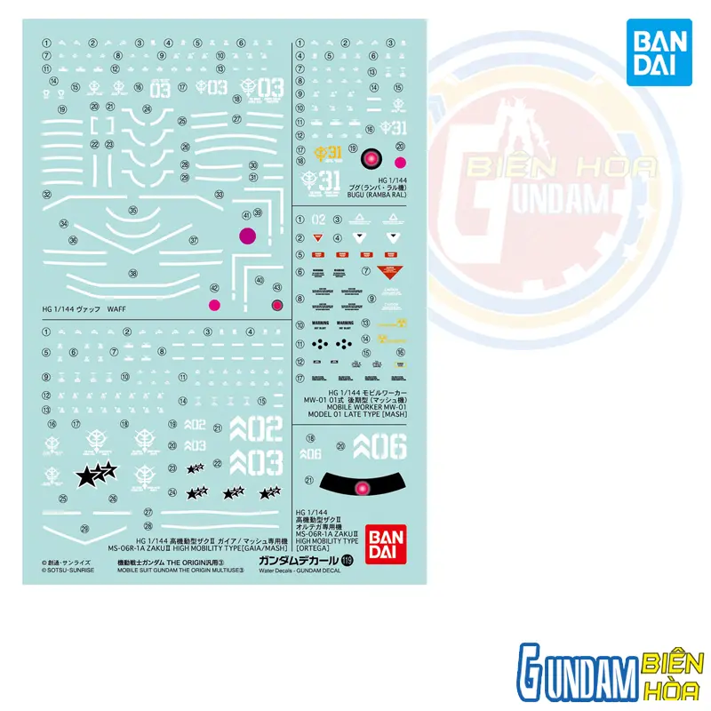 Phụ kiện mô hình GUNDAM DECAL119 MOBILE SUIT GUNDAM THE ORIGIN MULTIUSE ③